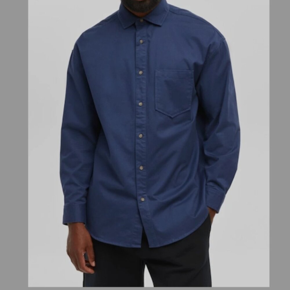 Mode of One Men's Relaxed Fit Button Down Twill Shirt Caspian Size XXL